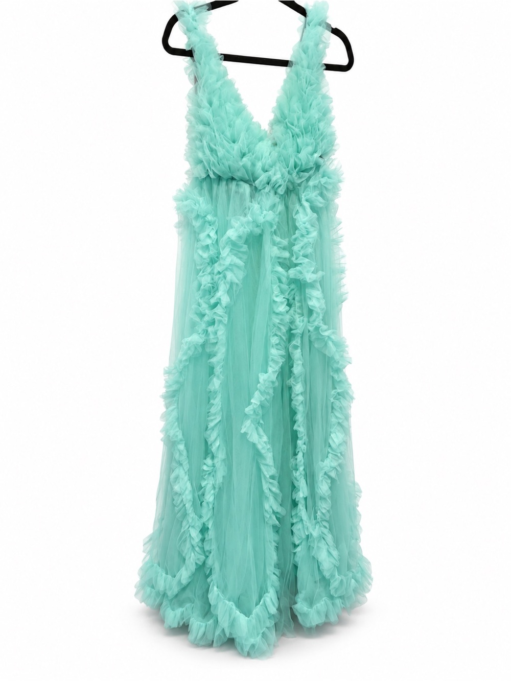 Maternity/bride photo shoot Ruffled V-Neck Maxi Dress in Aqua